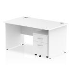Impulse 1400 x 800mm Straight Office Desk White Top Panel End Leg Workstation 2 Drawer Mobile Pedestal MI000915