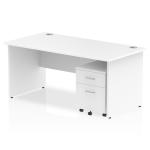 Impulse 1600 x 800mm Straight Office Desk White Top Panel End Leg Workstation 2 Drawer Mobile Pedestal MI000916