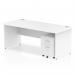 Impulse 1800 x 800mm Straight Office Desk White Top Panel End Leg Workstation 2 Drawer Mobile Pedestal MI000917