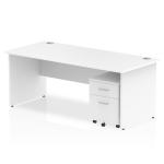 Impulse 1800 x 800mm Straight Office Desk White Top Panel End Leg Workstation 2 Drawer Mobile Pedestal MI000917