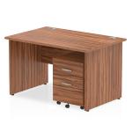Impulse 1200 x 800mm Straight Office Desk Walnut Top Panel End Leg Workstation 2 Drawer Mobile Pedestal MI000918