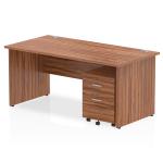 Impulse 1600 x 800mm Straight Office Desk Walnut Top Panel End Leg Workstation 2 Drawer Mobile Pedestal MI000920