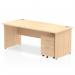 Impulse 1800 x 800mm Straight Office Desk Maple Top Panel End Leg Workstation 2 Drawer Mobile Pedestal MI000925