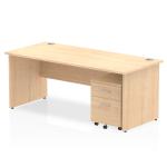 Impulse 1800 x 800mm Straight Office Desk Maple Top Panel End Leg Workstation 2 Drawer Mobile Pedestal MI000925