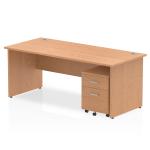 Impulse 1800 x 800mm Straight Office Desk Oak Top Panel End Leg Workstation 2 Drawer Mobile Pedestal MI000929