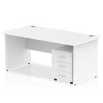 Impulse 1200 x 800mm Straight Office Desk White Top Panel End Leg Workstation 3 Drawer Mobile Pedestal MI000934