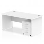 Impulse 1600 x 800mm Straight Office Desk White Top Panel End Leg Workstation 3 Drawer Mobile Pedestal MI000936