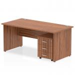 Impulse 1200 x 800mm Straight Office Desk Walnut Top Panel End Leg Workstation 3 Drawer Mobile Pedestal MI000938