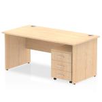 Impulse 1200 x 800mm Straight Office Desk Maple Top Panel End Leg Workstation 3 Drawer Mobile Pedestal MI000942