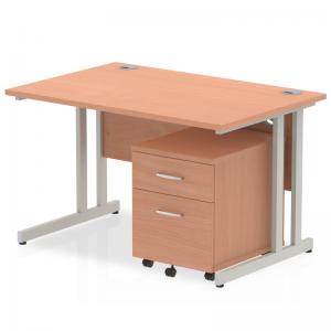 Impulse 1200 x 800mm Straight Office Desk Beech Top Silver Cantilever
