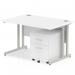 Impulse 1200 x 800mm Straight Office Desk White Top Silver Cantilever Leg Workstation 2 Drawer Mobile Pedestal MI000954