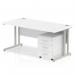 Impulse 1400 x 800mm Straight Office Desk White Top Silver Cantilever Leg Workstation 3 Drawer Mobile Pedestal MI000975