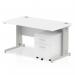 Impulse 1400 x 800mm Straight Office Desk White Top Silver Cable Managed Leg Workstation 2 Drawer Mobile Pedestal MI000995