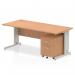 Impulse 1800 x 800mm Straight Office Desk Oak Top Silver Cable Managed Leg Workstation 2 Drawer Mobile Pedestal MI001009