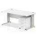 Impulse 1200 Straight Wire Managed Workstation 500 Three drawer mobile Pedestal Bundle White MI001014