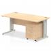 Impulse 1200 x 800mm Straight Office Desk Maple Top Silver Cable Managed Leg Workstation 3 Drawer Mobile Pedestal MI001022