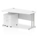 Impulse 1400 Left Hand Wave Cantilever Workstation 500 Two Drawer Mobile Pedestal Bundle White MI001174