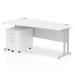 Impulse 1600 Left Hand Wave Cantilever Workstation 500 Two Drawer Mobile Pedestal Bundle White MI001175