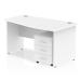 Impulse 1400 Right Hand Wave Panel End Workstation 500 Three Drawer Mobile Pedestal Bundle White MI001216