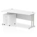 Impulse 1600 Left Hand Wave Cantilever Workstation 500 Three Drawer Mobile Pedestal Bundle White MI001235