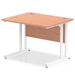 Impulse 1000 x 800mm Straight Office Desk Beech Top White Cantilever Leg MI001673