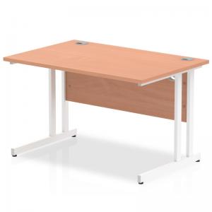 Impulse 1200 x 800mm Straight Office Desk Beech Top White Cantilever
