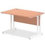 Impulse 1200 x 800mm Straight Office Desk Beech Top White Cantilever Leg MI001674