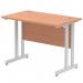 Impulse 1000 x 600mm Straight Office Desk Beech Top Silver Cantilever Leg MI001678