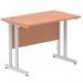 Impulse 1000 x 600mm Straight Office Desk Beech Top Silver Cantilever Leg MI001678