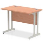 Impulse 1000 x 600mm Straight Office Desk Beech Top Silver Cantilever Leg MI001678