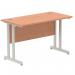 Impulse 1200 x 600mm Straight Office Desk Beech Top Silver Cantilever Leg MI001679