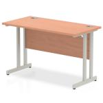 Impulse 1200 x 600mm Straight Office Desk Beech Top Silver Cantilever Leg MI001679