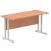 Impulse 1400 x 600mm Straight Office Desk Beech Top Silver Cantilever Leg MI001680