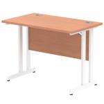 Impulse 1000 x 600mm Straight Office Desk Beech Top White Cantilever Leg MI001683