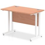 Impulse 1000 x 600mm Straight Office Desk Beech Top White Cantilever Leg MI001683