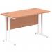 Impulse 1200 x 600mm Straight Office Desk Beech Top White Cantilever Leg MI001684