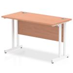 Impulse 1200 x 600mm Straight Office Desk Beech Top White Cantilever Leg MI001684