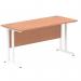 Impulse 1400 x 600mm Straight Office Desk Beech Top White Cantilever Leg MI001685