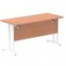 Impulse 1400 x 600mm Straight Office Desk Beech Top White Cantilever Leg MI001685