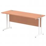 Impulse 1600 x 600mm Straight Office Desk Beech Top White Cantilever Leg MI001686