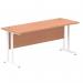 Impulse 1600 x 600mm Straight Office Desk Beech Top White Cantilever Leg MI001686