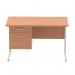 Impulse 1200 x 800mm Straight Office Desk Beech Top Silver Cantilever Leg Workstation 1 x 2 Drawer Fixed Pedestal MI001688