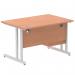 Impulse 1200 x 800mm Straight Office Desk Beech Top Silver Cantilever Leg Workstation 1 x 2 Drawer Fixed Pedestal MI001688