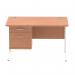 Impulse 1200 x 800mm Straight Office Desk Beech Top White Cantilever Leg Workstation 1 x 2 Drawer Fixed Pedestal MI001692