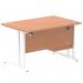 Impulse 1200 x 800mm Straight Office Desk Beech Top White Cantilever Leg Workstation 1 x 2 Drawer Fixed Pedestal MI001692