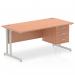 Impulse 1600 x 800mm Straight Office Desk Beech Top Silver Cantilever Leg Workstation 1 x 3 Drawer Fixed Pedestal MI001698