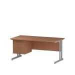 Impulse 1600 x 800mm Straight Office Desk Beech Top Silver Cantilever Leg Workstation 1 x 3 Drawer Fixed Pedestal MI001698