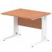 Impulse 1000 x 800mm Straight Office Desk Beech Top White Cable Managed Leg MI001753