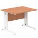 Impulse 1000 x 800mm Straight Office Desk Beech Top White Cable Managed Leg MI001753