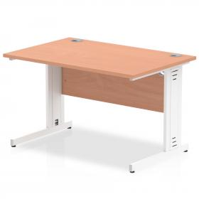 Impulse 1200 x 800mm Straight Office Desk Beech Top White Cable Managed Leg MI001754